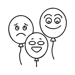emoji balloons icon, emoji balloons line art - simple line art of emoji balloons, perfect for emoji balloons logos and icons