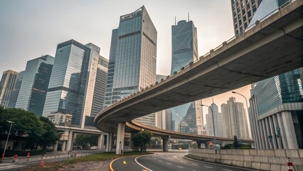 Fototapeta premium architecture scenery of modern city road overpass