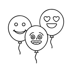 emoji balloons icon, emoji balloons line art - simple line art of emoji balloons, perfect for emoji balloons logos and icons