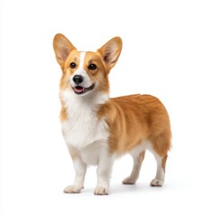 Corgi dog standing, full view isolated on white background
