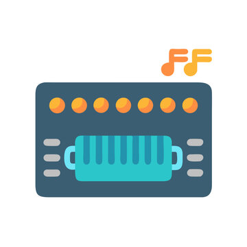 blue music instrument with orange notes clip art preview