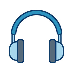 Blue Headphones Vector Icon for Music and Sound