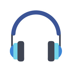 Blue headphones graphic on a black background icon