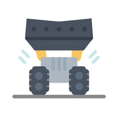 Stylized Mars Rover Cartoon Icon on Black Background
