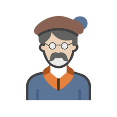 Artist with Beret Icon, Isolated on Black Background