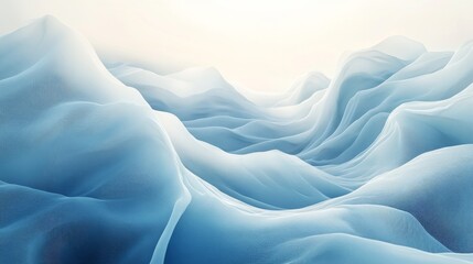 Obraz premium Abstract landscape of flowing, light blue fabric.