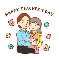 Teachers day with student doodle character cute