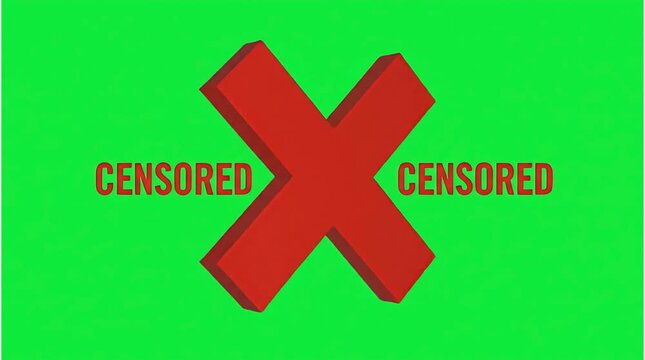 Censored Red Stamp Animation on Green Screen Background