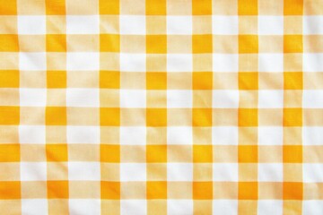 Checkered tablecloth in pale yellow and white  Wrinkled fabric texture