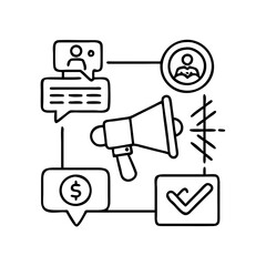 marketing campaign icon, marketing campaign line art - simple line art of marketing campaign, perfect for marketing campaign logos and icons