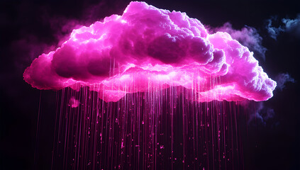 "Surreal Pink Rain Cloud in a Dark Sky &ndash; Dreamy AI Art"