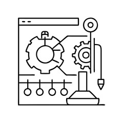 mechanical engineering icon, mechanical engineering line art - simple line art of mechanical engineering, perfect for mechanical engineering logos and icons