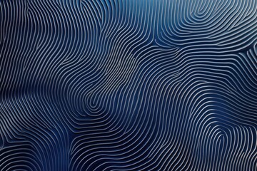 Abstract, textured surface with a complex network of swirling, interwoven lines in a deep blue tone  Detailed, embossed lines create a sense of depth and motion