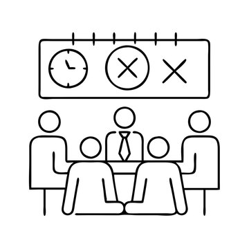 meeting time management black and white clip art preview