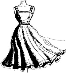 Charming summer dress design fashion studio illustration creative environment stylish viewpoint timeless concept