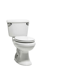 Classic white porcelain toilet with tank and lid in a clean bathroom setting, featu smooth design and standard plumbing fixtures for residential or