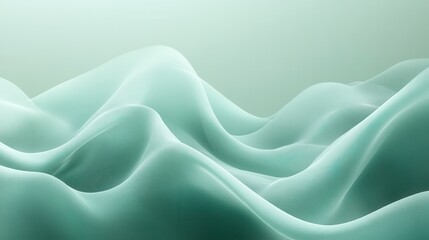 Obraz premium Ethereal waves of translucent fabric flowing softly in soft green light