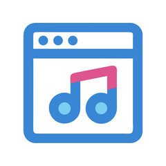 Music application graphic, blue frame on a black background