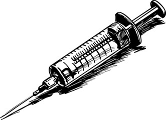 Vaccination awareness campaign community center graphic illustration urban environment eye-level view public health concept