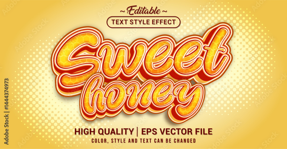Poster Editable text style effect - Sweet Honey text style theme. Vector text style illustration template.