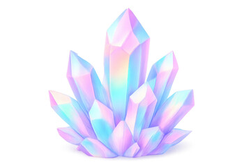 Fototapeta premium A cluster of glowing, pastel-colored crystals with sharp, faceted edges and vibrant iridescent hues.