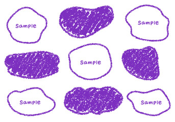手描きのクレヨン素材　ラフな形のフレームセット