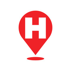 Obraz premium Red Map Pin with Letter H Alphabet Symbol Vector Icon on White Background