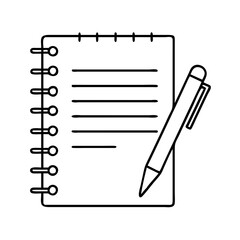 notepad and pen icon, notepad and pen line art - simple line art of notepad and pen, perfect for notepad and pen logos and icons