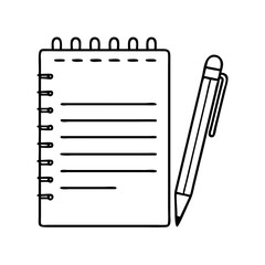notepad and pen icon, notepad and pen line art - simple line art of notepad and pen, perfect for notepad and pen logos and icons