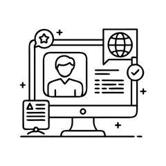 online class icon, online class line art - simple line art of online class, perfect for online class logos and icons