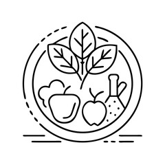 organic food icon, organic food line art - simple line art of organic food, perfect for organic food logos and icons