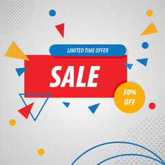colorful sale promotion design in abstract shapes style