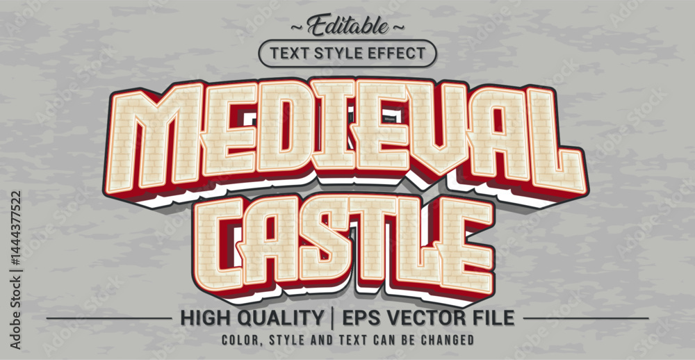 Poster Editable text style effect - Medieval Castle text style theme. Vector text style illustration template.