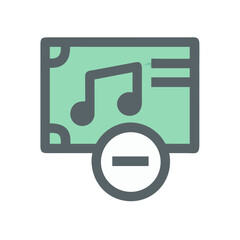 Remove Music Track Subscription Icon. Delete Audio List