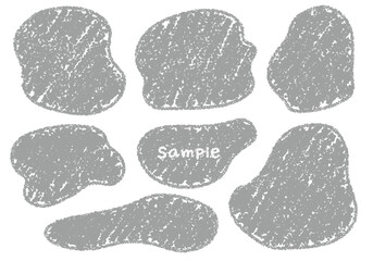 手描きのクレヨン素材　ラフな形のフレームセット