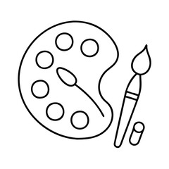 paintbrush and palette icon, paintbrush and palette line art - simple line art of paintbrush and palette, perfect for paintbrush and palette logos and icons