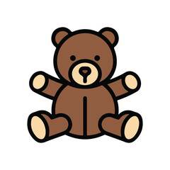 teddy bear doll toy engraving black and white outline