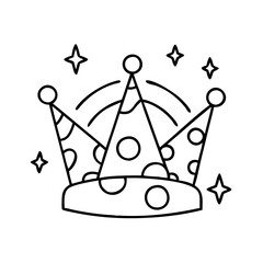 party crown icon, party crown line art - simple line art of party crown, perfect for party crown logos and icons