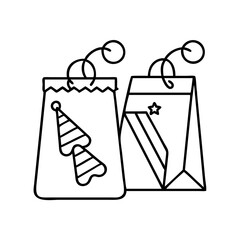 party favor bags icon, party favor bags line art - simple line art of party favor bags, perfect for party favor bags logos and icons