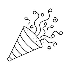 party popper icon, party popper line art - simple line art of party popper, perfect for party popper logos and icons