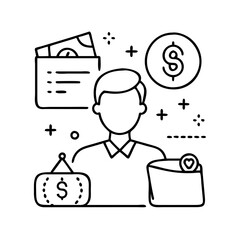 personal expenses icon, personal expenses line art - simple line art of personal expenses, perfect for personal expenses logos and icons