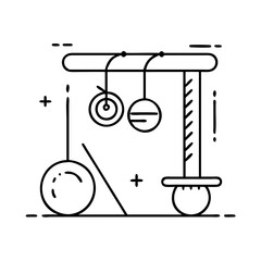 physics experiment icon, physics experiment line art - simple line art of physics experiment, perfect for physics experiment logos and icons