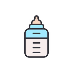 Obraz premium Baby milk colored icons, minimalist vector illustration ,simple transparent graphic element .Isolated on white background