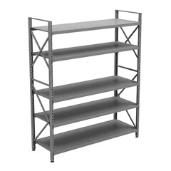 Metal Industrial Storage Rack with Shelves On Transparent Background

