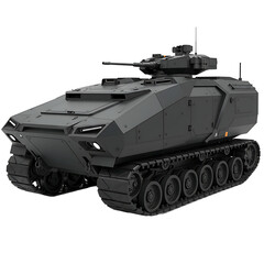 Futuristic Armored Combat Tank on Transparent Background

