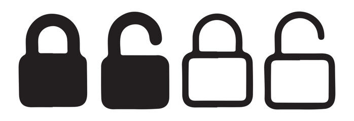 Black lock icon set. Lock icon symbol collection. Vector illustration eps 10