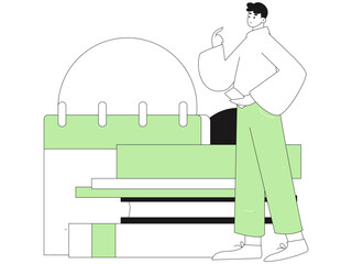 Check-in character flat vector concept operation hand-drawn illustration
