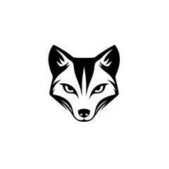 Fox head icon in black and white with pointed ears and sharp eyes representing alertness and cunning