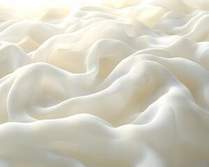 Gentle waves of white fabric create soft undulating patterns in a flowing textured landscape