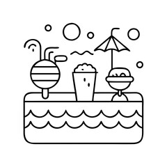 pool party icon, pool party line art - simple line art of pool party, perfect for pool party logos and icons